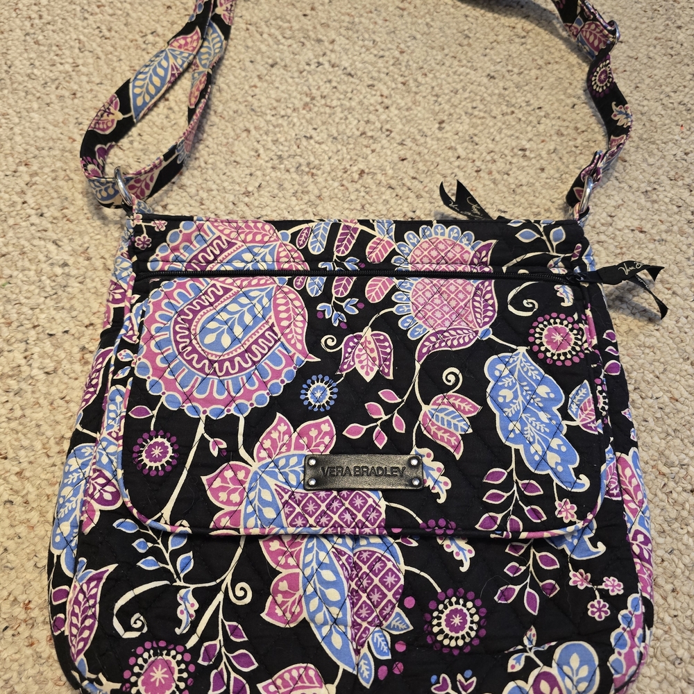 Vera Bradley Black and Blue Floral Crossbody Bag